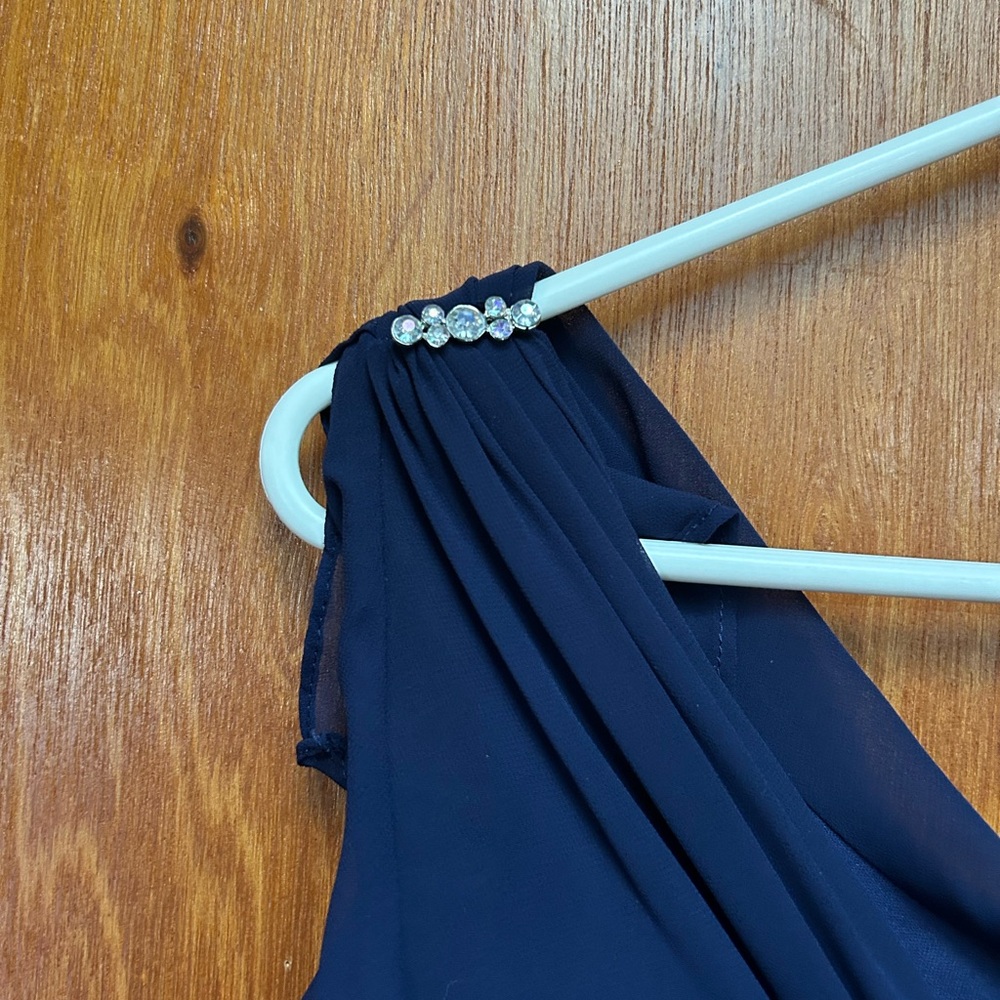 SL Fashions Midnight Blue Backless Dress with Sparkling Accents - Picture 2 of 5